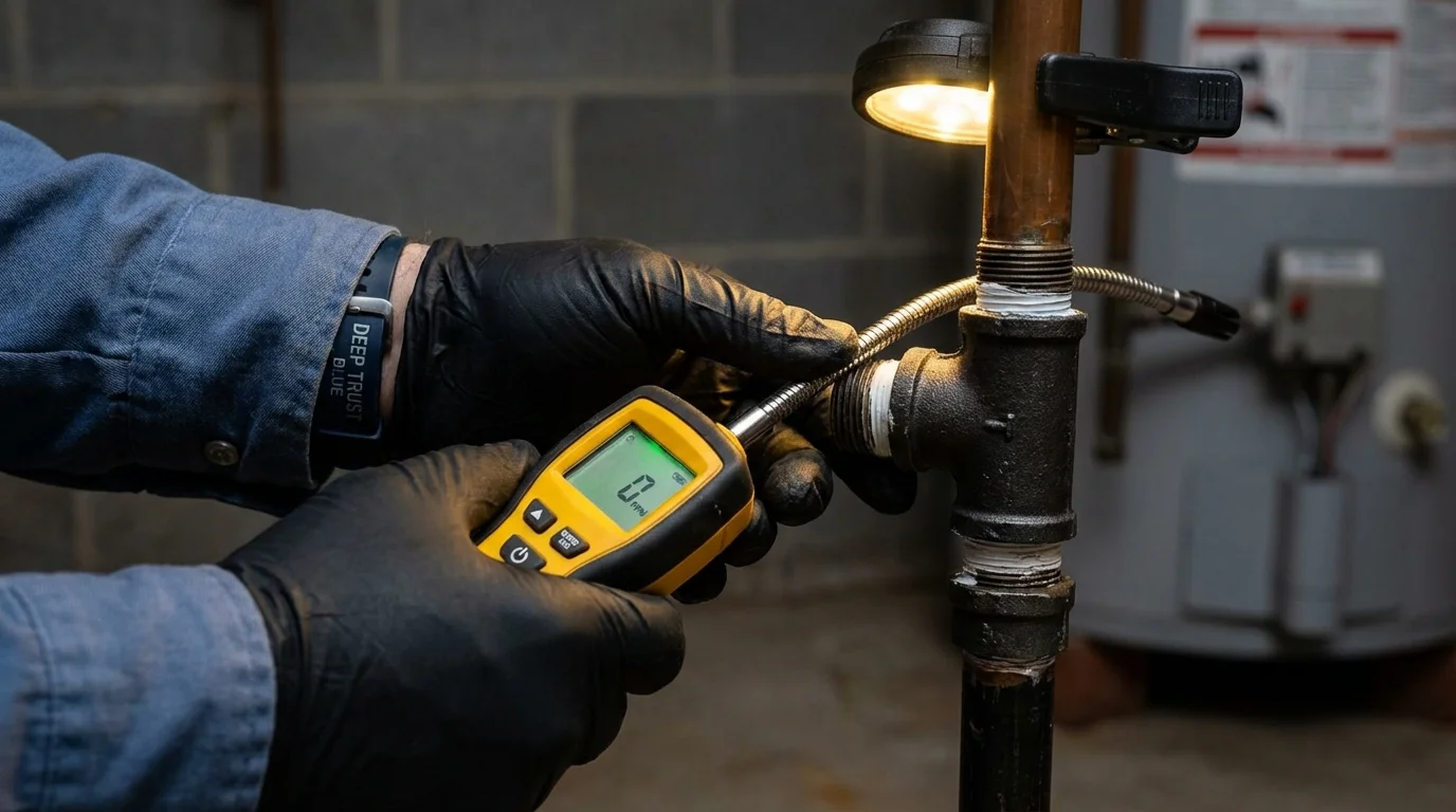 Gas leak detection with electronic sniffer by Johns Plumbing LLC in Vail