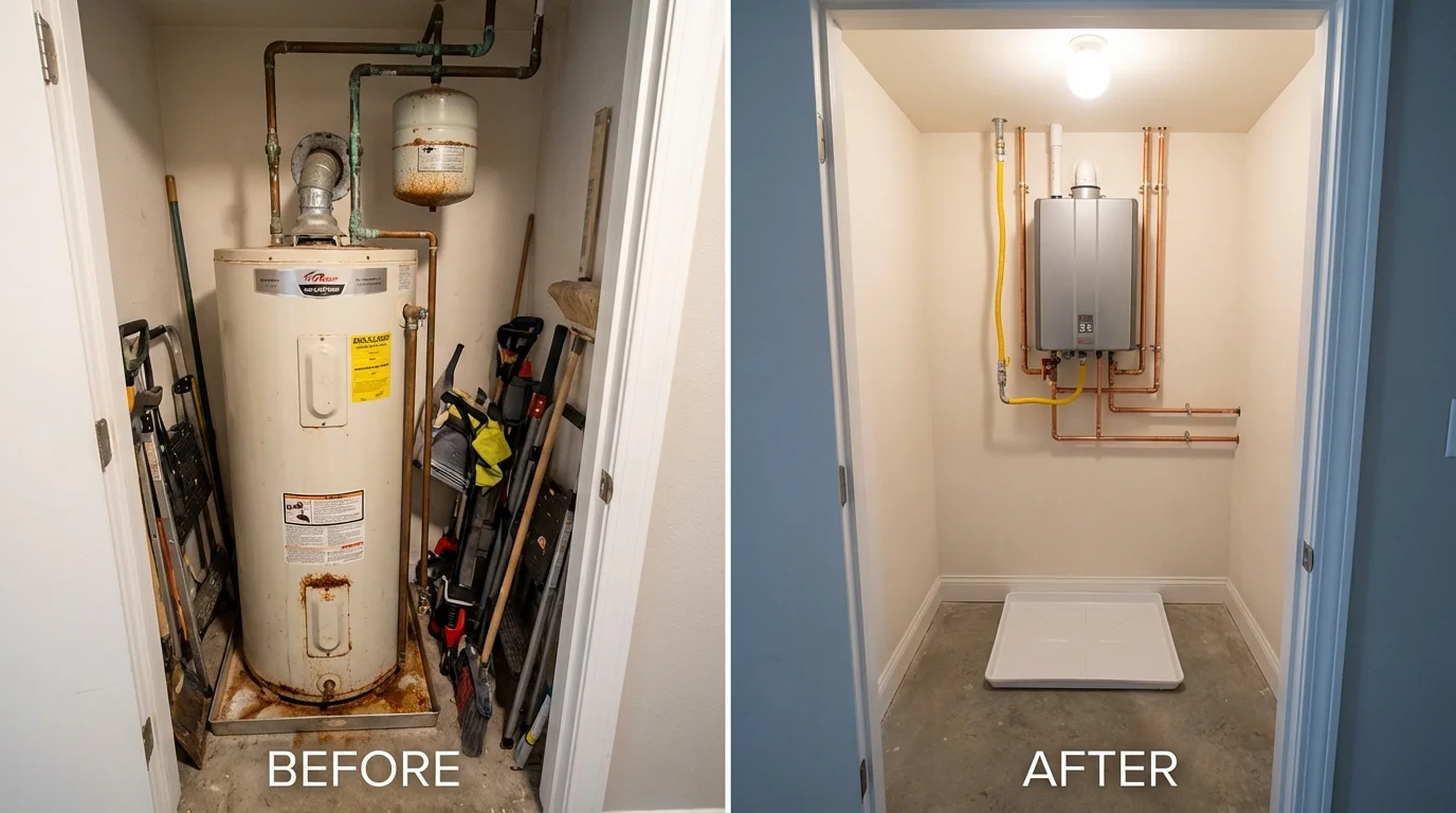 Tank water heater versus wall-mounted tankless unit comparison for Vail, CO homeowners