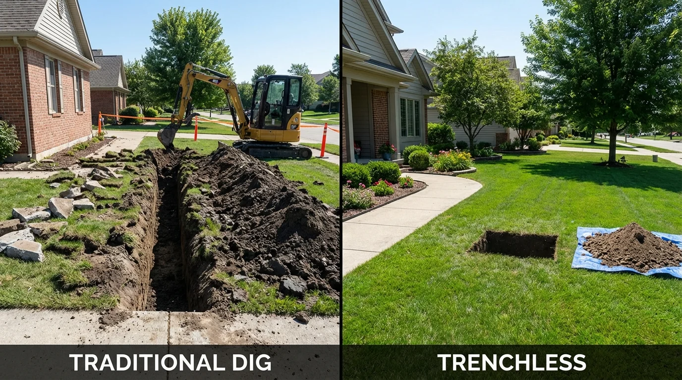 Trenchless sewer repair with minimal yard damage versus traditional excavation in Vail, CO